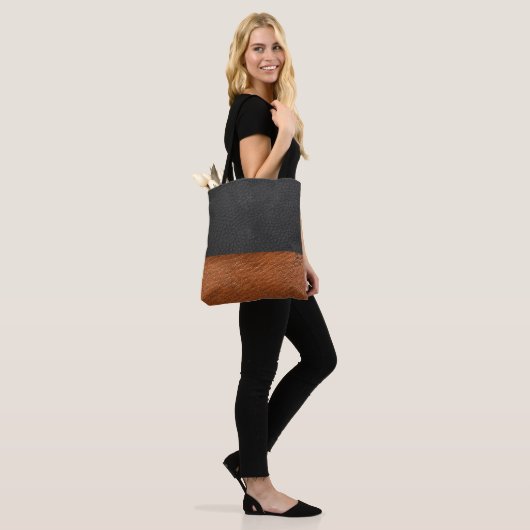 Imitate Schwarz/Golden Brown Leder - Totbeutel Tasche (Am Model)