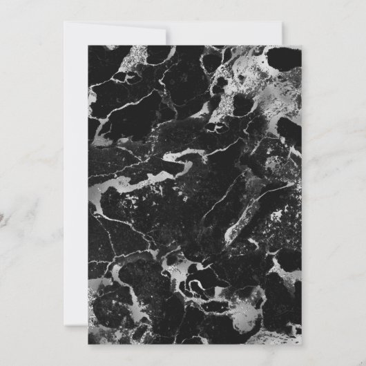 Imitate Schwarz und Silbermarmor Hochzeit Einladung (Rückseite)