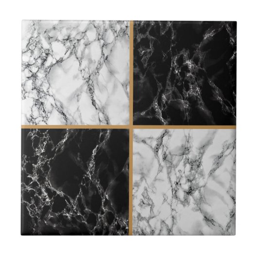 Imitate Schwarz-weiß Karo Keramik Marmorplatte Fliese (Vorderseite)