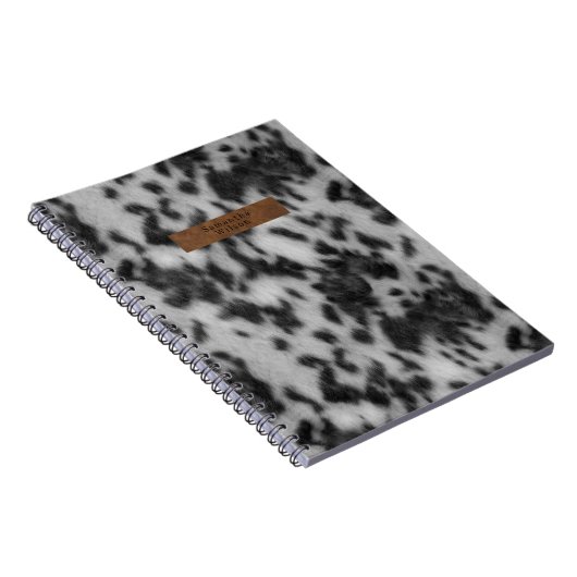 Imitate Schwarz-Weiß-Leder Tierausdruck Notizblock (Rechte Seite)