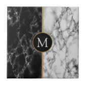Imitate Schwarz-weiße Keramik aus Marmor - Monogra Fliese (Vorderseite)