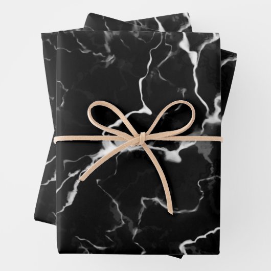 Imitate Schwarze Marmortextur Aussehen Geschenkpapier Set (Beispiel)