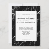 Imitate Schwarze Marmortextur aussehen Hochzeit Einladung (Vorderseite)