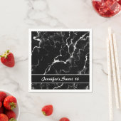 Imitate Schwarze Marmortextur Look Sweet 16 Geburt Serviette (Beispiel)