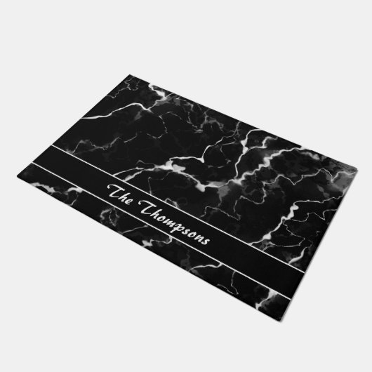 Imitate Schwarze Marmortextur mit benutzerdefinier Fußmatte (Schrägansicht)