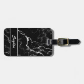 Imitate Schwarze Marmortextur mit benutzerdefinier Gepäckanhänger (Vorderseite horizontal)