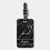 Imitate Schwarze Marmortextur mit benutzerdefinier Gepäckanhänger (Vorderseite vertikal)