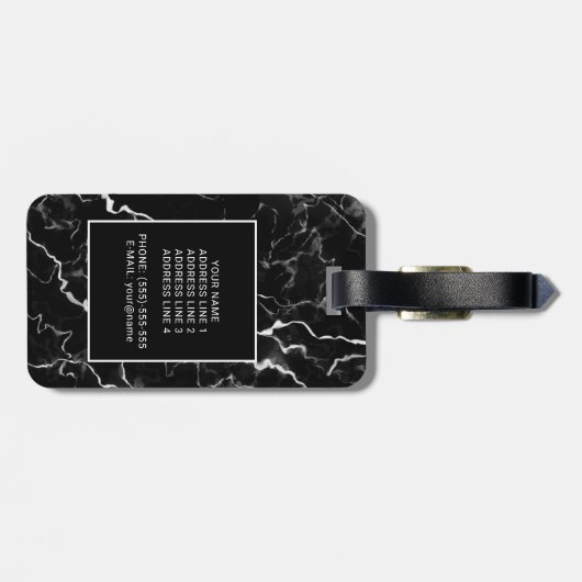 Imitate Schwarze Marmortextur mit benutzerdefinier Gepäckanhänger (Rückseite horizontal)