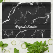 Imitate Schwarze Marmortextur mit benutzerdefinier Geschirrtuch (Gefaltet)