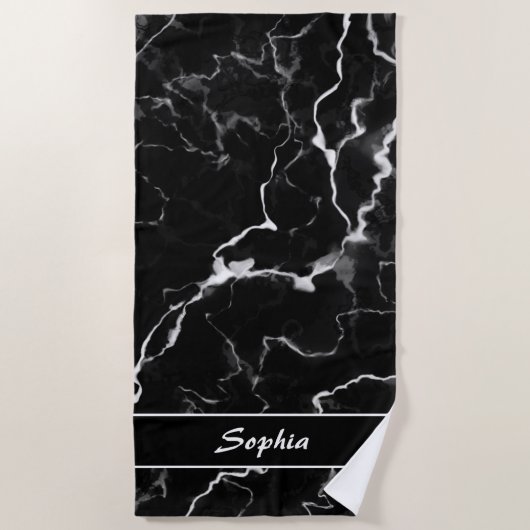 Imitate Schwarze Marmortextur mit benutzerdefinier Strandtuch (Vorderseite)