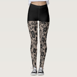 Imitate Schwarze Rose Lace Fishnet und Shorts Legg Leggings