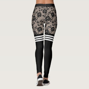 Imitate Schwarze Rose sprengen über Kniesocken Leggings