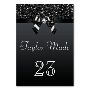Imitate Schwarze Sequenzen und Bows Table Cards Tischnummer