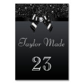 Imitate Schwarze Sequenzen und Bows Table Cards Tischnummer (Vorderseite)