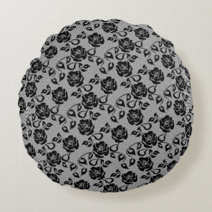 Imitate Schwarze Spitzen Rose Fischnet Rundkissen Rundes Kissen