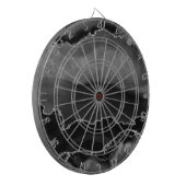 Imitate Schwarzer Marmor Agate Eleganter Silberner Dartscheibe (Vorderseite Links)