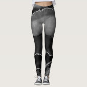 Imitate Schwarzer Marmor Agate Eleganter Silberner Leggings (Vorderseite)