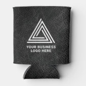Imitate Schwarzes Leder Modernes Business-Logo Dosenkühler (Vorderseite)
