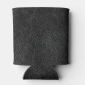Imitate Schwarzes Leder Modernes Business-Logo Dosenkühler (Rückseite)