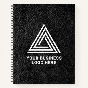 Imitate Schwarzes Leder Modernes Business-Logo Notizblock