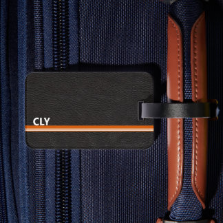 Imitate Schwarzes Leder Monogram Orange Bar Gepäckanhänger