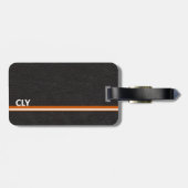 Imitate Schwarzes Leder Monogram Orange Bar Gepäckanhänger (Rückseite horizontal)