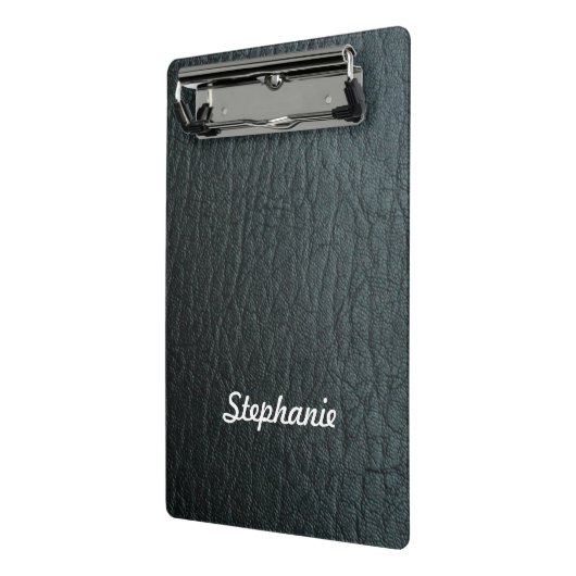 Imitate Schwarzes Leder Textur Mini Klemmbrett (Gewinkelt2)