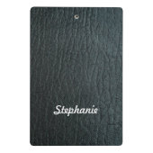 Imitate Schwarzes Leder Textur Mini Klemmbrett (Rückseite)