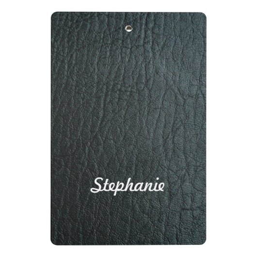 Imitate Schwarzes Leder Textur Mini Klemmbrett (Rückseite)