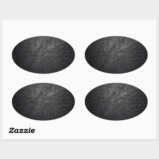 Imitate Schwarzes Leder Textur Ovaler Aufkleber (Blatt)