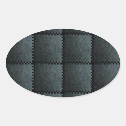 Imitate Schwarzes Leder Textur Ovaler Aufkleber (Vorderseite)