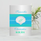 Imitate Sea Muschel - Hochzeitseinladung am Strand Einladung (Stehend Vorderseite)