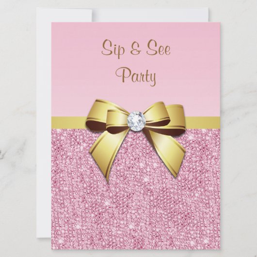 Imitate sehen und durchblättern Rosa Sequins Gold  Einladung (Vorderseite)