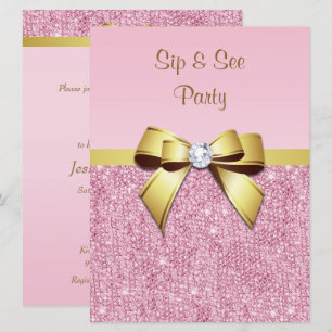 Imitate sehen und durchblättern Rosa Sequins Gold  Einladung