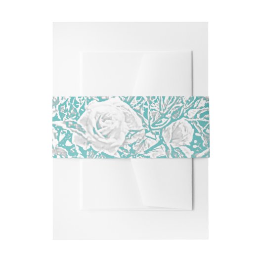 Imitate Seide Embossed Illusion Rose/Aquamarin Einladungsbanderole (Vorderseite Beispiel)