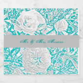 Imitate Seide Embossed Illusion Rose/Aquamarin Schaumweinetikett (Einzelnes Label)