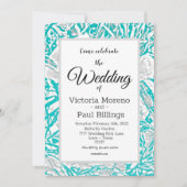 Imitate Seide Embossed Illusion Rose/Aquamarine Ei Einladung (Vorderseite)