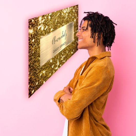 Imitate Sepia Gold Glitzer QR-Code-Logo Mustard Bu Visitenkarte