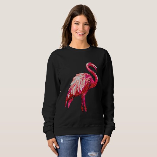 Imitate Sequin Printed Tropical Flamingo Bird Sweatshirt (Vorne ganz)
