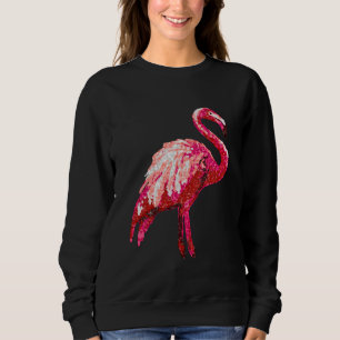 Imitate Sequin Printed Tropical Flamingo Bird Sweatshirt