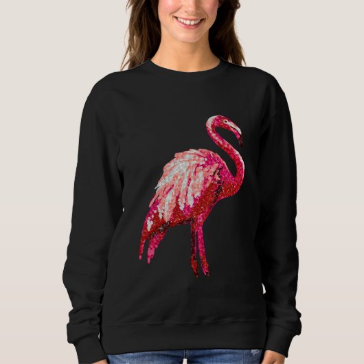 Imitate Sequin Printed Tropical Flamingo Bird Sweatshirt (Vorderseite)