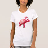 Imitate Sequin Printed Tropical Flamingo Bird T-Shirt (Vorderseite)