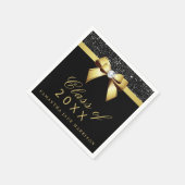 Imitate Sequins Bow Gold Black Graduation Party Serviette (Ecke)
