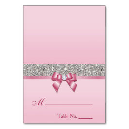 Imitate Sequins Rosa Bow Platzkarte Tischnummer