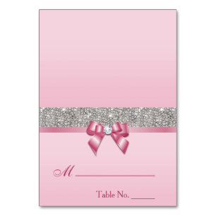 Imitate Sequins Rosa Bow Platzkarte Tischnummer