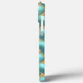 Imitate Shiny Aqua Türkis Blaues Herz Art Muster Case-Mate iPhone Hülle (Rückseite / Links)