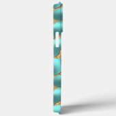 Imitate Shiny Aqua Türkis Blaues Herz Art Muster Case-Mate iPhone Hülle (Rückseite / Rechts)