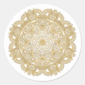 Imitate Shiny Gold Trendy Oriental Mandala Muster Runder Aufkleber (Vorderseite)