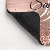 Imitate Shiny Rose Gold Glitzer Foil Monogram Mousepad (Ecke)