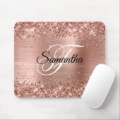 Imitate Shiny Rose Gold Glitzer Foil Monogram Mousepad (Mit Mouse)